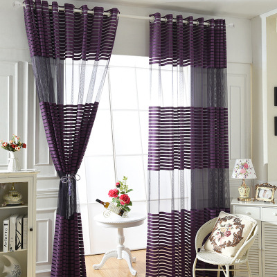 New Window Screen Modern Minimalist Warp Knitted Window Screen Stripes Fabric Curtain for Living Room Bedroom Study