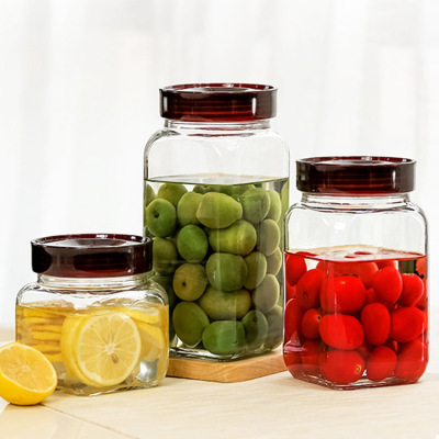 Glass Storage Tank Jam Jar a Bottle of Honey Cereals Transparent Sealed Tank Glass Cans