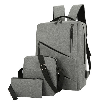 New Three-Piece Set Backpack Large Capacity Backpack Simple Waterproof Computer Backpack Factory Wholesale