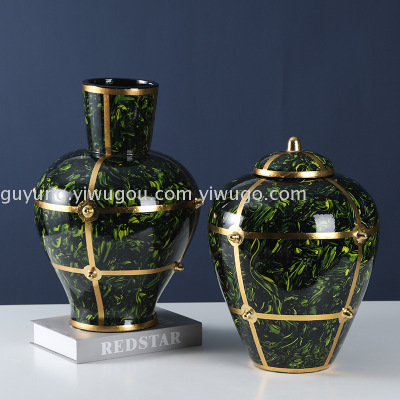 Factory Ceramic Crafts Creative Decoration Gold Platinum Horse Vase High-End Soft Home Decoration Flower Holder