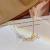Micro-Inlaid Diamond Heart-to-Heart Clover Necklace Female Fashion Short Necklace Love Folding One Style for Dual-Wear Creative Necklace