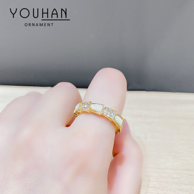 Japanese Spring and Summer New Shell Ring Personality Snake Bone Open Ring Special-Interest Design Index Finger Ring Internet Celebrity Fashion Ring