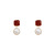 Pearl Earrings Elegant Metal Geometric Contrast Color Red Stud Earring Female Fashion Design Frosty Style Earrings