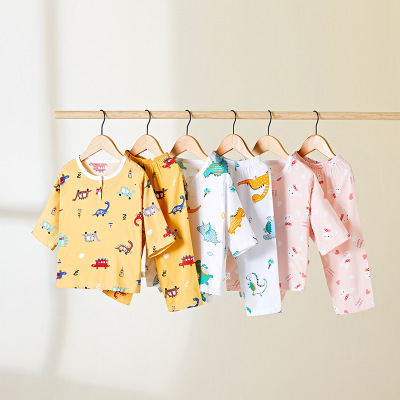 2021 Summer Children's Poplin Pajamas Suit Children's Loungewear Baby Pajamas Boys Air Conditioning Clothes One Piece Dropshipping