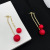 Sterling Silver Needle Red Pearl Earrings Long Tassel One Pair Two Wearing Style Earrings Women's Fashion Earrings
