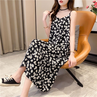 Large Size Women 'S Clothing 2021 New Summer Little Daisy Suspender Skirt French Hepburn Style Mid-Length Floral Dress