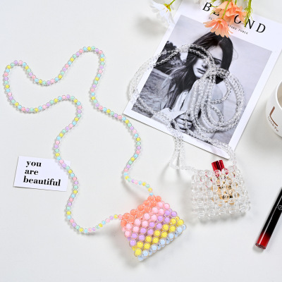DIY Material Bag Handmade Beaded Small Bag Summer Girl Pearl Bag Children Coin Purse Shoulder Mini Messenger Bag