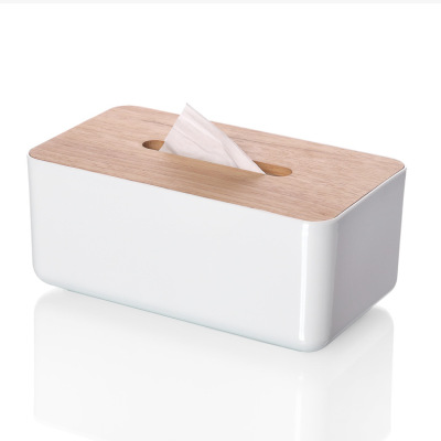 Simple Bamboo Wooden Tissue Box Creative European-Style Craft Solid Wood Tissue Drawing Paper Box Desktop Small Cardboard Storage Box