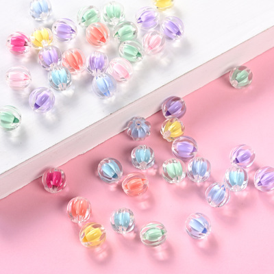 12mm Acrylic round Beads Pumpkin Inner Colorful Beads Earrings Ear Studs Small Pendant Pendant DIY Hair Accessories Ornament Accessories