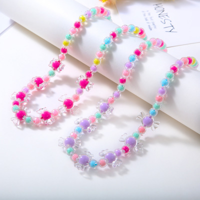 Children's Candy Necklace, Bracelet Set Korean Cute Girl Cartoon Macaron DIY Acrylic Beaded Jewelry