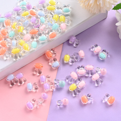 DIY Handmade Beaded Material Rabbit Head Inner Colorful Beads Children Cartoon Loose Beads Bracelet Necklace Decoration Accessories