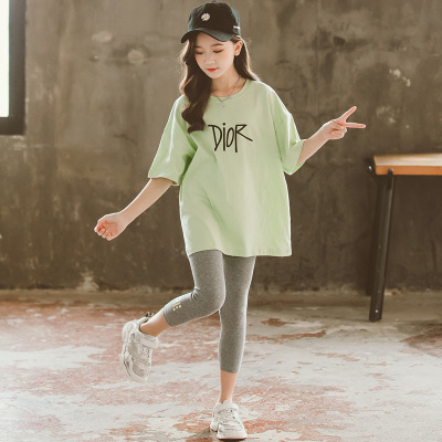 Girls' Summer Fashionable Suit 2020 New Internet Celebrity Fashionable Children's Big Children's Summer Fashionable Girls' 12-Year-Old Children's Clothing