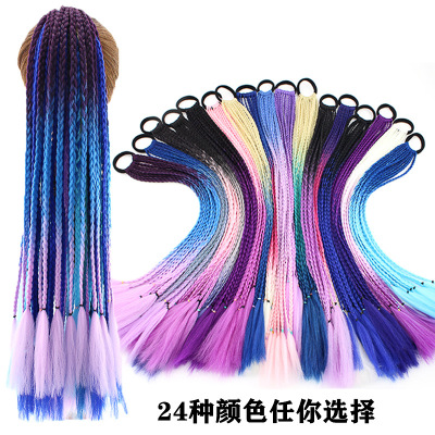 Wig Ponytail Braid Twist Braid Strap Dreadlocks Ponytail Ethnic Style Colorful Braid Gradient African Dreadlocks