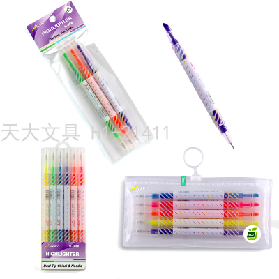 Double-Headed Fluorescent Pen Double-Headed Hook Line Fluorescent Pen Hook Line Pen Double-Headed Bi-Color Pencil