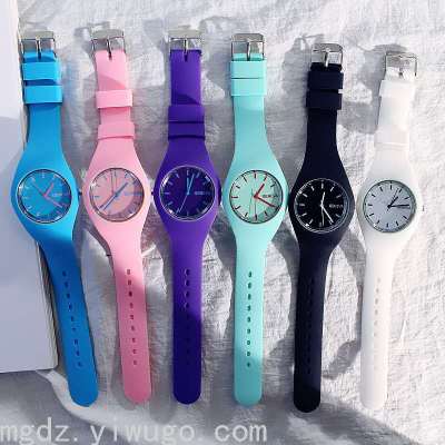 Wish Top-Selling Product Fashion Geneva Silicone Watch Candy Color Ultra-Thin Women's Sports Watch Jelly Watch Wholesale
