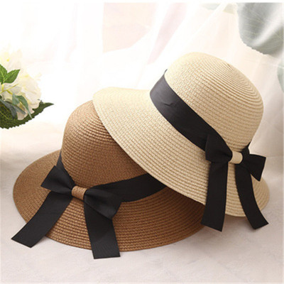 Summer Bowknot Outdoor Summer Hat Ladies New Uv Protection Big Brim Straw Hat Seaside Beach Bucket Hat Women