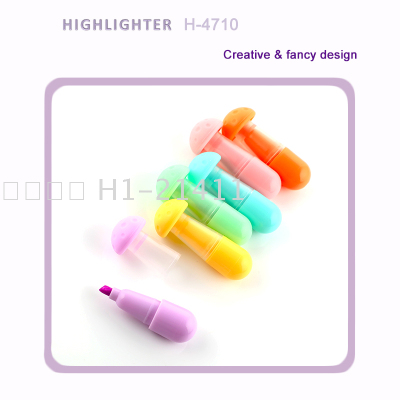 Mushroom Small Fluorescent Pen Creative Fluorescent Pen Mini Fluorescent Pen Macaron Color