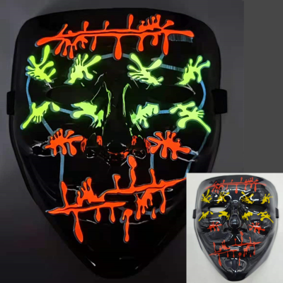 Factory Direct Sales Halloween Luminous Mask El Mask Bar Dance Horror Bleeding El Graffiti Mask