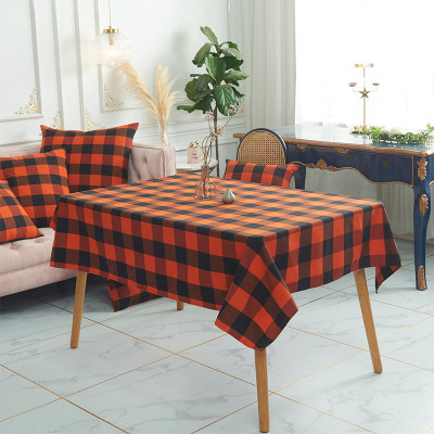 New Halloween Polyester Cotton Orange Black Plaid Festival Tablecloths Table Runners Pillowcase Pillow Cover Wholesale