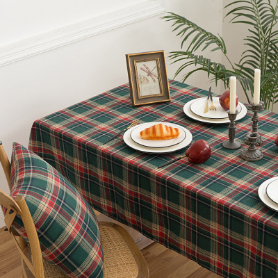 Christmas Red Green Plaid Minimalist Holiday Atmosphere Tablecloth Throw Pillowcase Thickened