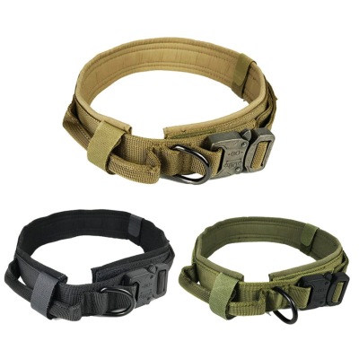 Military Fans Outdoor Tactics Dog Collar Medium Large Dog Explosion-Proof Collar Dog Traction Supplies Nylon Thickened Collar