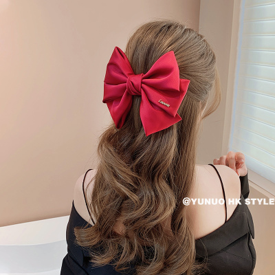 Red Big Bow Hairpin Internet Celebrity Back Head Elegant Hairpin Hair Ornaments South Korea 2021new Clip Hairware