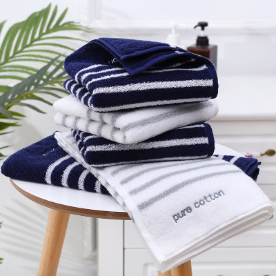 Yiwu Good Goods Pure Cotton Face Washing Towel Striped Face Washing Combed Yarn Towel Facial Towel Soft Absorbent Present Towel