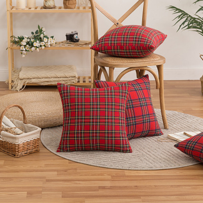 Amazon New Christmas Plaid Pillow Cover Simple Holiday Geometric Throw Pillowcase Sofa Cushion Cover