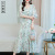 Chiffon Floral Tight Waist Dress for Women Covering Belly Thin Summer Overknee Dress Western Style Youthful-Looking