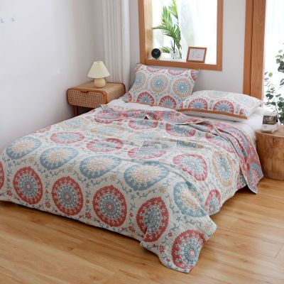 Yiwu Good Goods Pure Cotton Disc Flower Four-Layer Gauze Single Double Towel Blanket Summer Blanket Bed Sheet Blanket