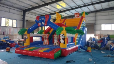 Square Large Inflatable Trampoline Factory Kindergarten Medium Slide Trampoline Children PVC Castle Slide