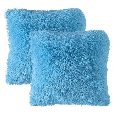 Nordic Instagram Style Imitation Rabbit Fur Long Fur Cushion Office Simple Solid Color Square Pillow Cover Pillowcase Pillow Cover Pillow Cover