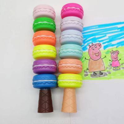 Creative Macaron Fluorescent Pen Children's Graffiti Pen Crayon 6 Color Set Hamburger Pen Painting Candy Color Pen