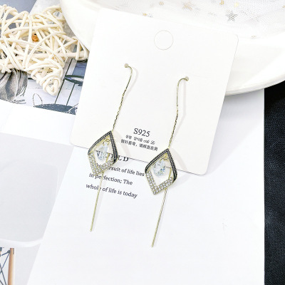 Diamond Zircon Water Drops Long Fringed Earring Thread Women's Design Sense Fashionable Earrings Ear Rings