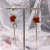 Sterling Silver Needle Fashion Trendy Grace Red Rose Earrings Elegant Flowers Leaf Earrings Wholesale