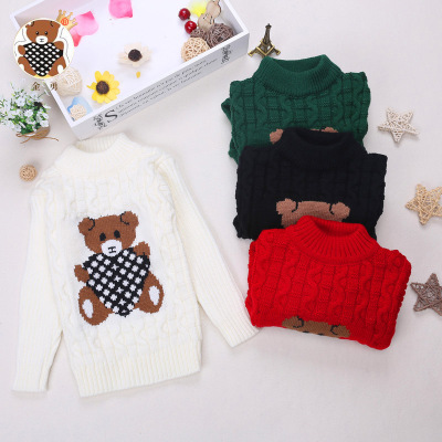 One Piece Dropshipping [Jin Yong] Bear Sweater Children's Knitted Bottoming Shirt Sweater Stretch Sweater Taizhou Thermal Clothes