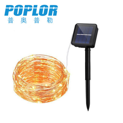 LED Solar Energy Copper Coil Light Chains Christmas Decoration Copper Wire Lamp 100 Lights 12 M Holiday Ambience Light Small Night Lamp