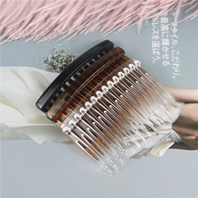 14-Tooth Hair Comb Plastic Transparent Hair Comb Accessories Handmade Hair Accessories DIY Accessories Flat Back Hair Comb Material Fabric Headdress