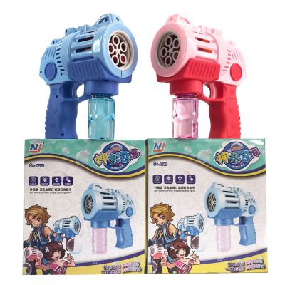 Internet Celebrity Bubble Blowing Machine TikTok Same Automatic FiveHole Bubble Gun with Light Music Electric Bubble Toy