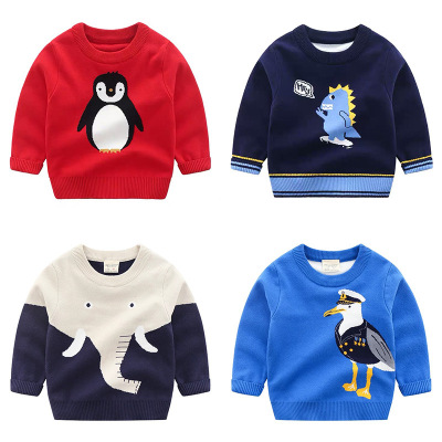 2021 New Children's Cartoon Sweater Wholesale Baby Boy's Knit Shirt Children's Sweater One Piece Dropshipping