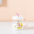 Creative Cartoon Cute Glass Ins Fresh Unicorn Clear Water Cup with Straw Home Breakfast Cup
