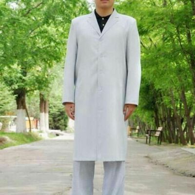Factory in Stock Wholesale Delivery Asian Cotton Mid-Length Suit Collar Cardigan Muslim Men's Clothing Quasi-Worship Clothes for Worship Service Trench Coat
