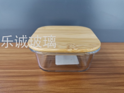 Bamboo Cover Sealed Tank Rectangular Square round Borosilicate Glass Temperature-Resistant Explosion-Proof