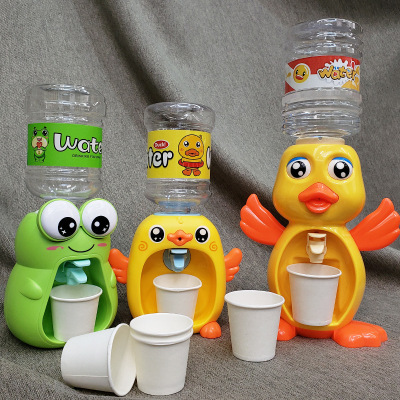 Cartoon Q Cute Duck Water Dispenser Play House Kitchen Toy Electric Sound and Light Fun Mini Simulation Drinking Machine
