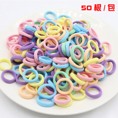 High Elastic Hair Accessories Candy-Colored Hair Tie Small Seamless Fabric Children's Rubber Band Children's Cute Durabl