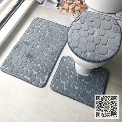 Cross-Border Hot Selling Cobblestone Bathroom Mats Toilet Three-Piece Carpet Water-Absorbing Non-Slip Mat Mat Can Be Customized
