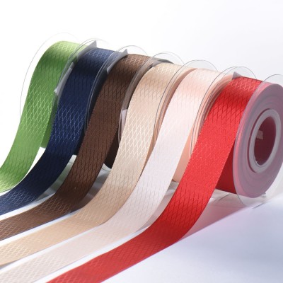 Factory Direct Sales Multi-Specification Diamond Plaid Ribbon Polyester Decoration Webbing Satin Ribbon Gift Decorative Colored Ribbon