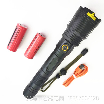 New P120 Super Bright Flashlight with Attack Hammer Emergency Explosion-Proof Long Shot Zoom Tactical Flashlight