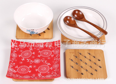 Bamboo Placemat Heat Proof Mat Square Grid Dining Table Cushion Cup Mat Bowl Mat Plate Mat