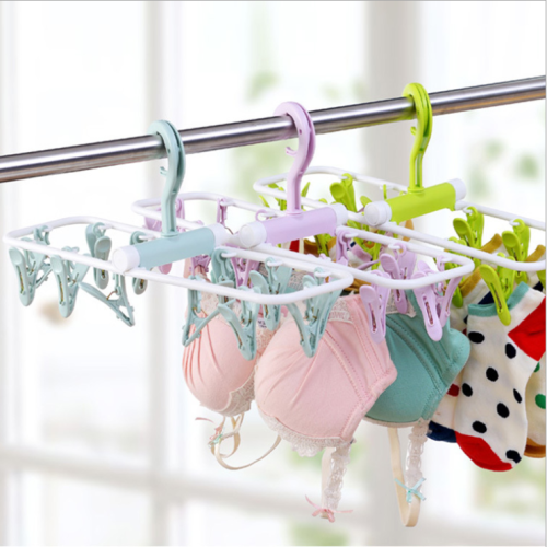 creative windproof 12-clip foldable hanger